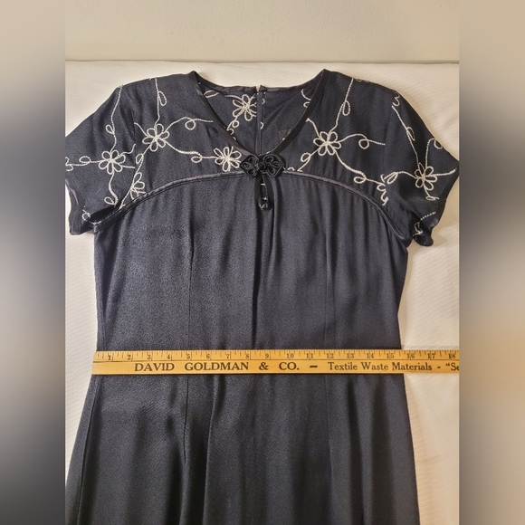 Vintage Jessica Lauren Black Classy Modest Maxi Dress sz 10 - Picture 7 of 8